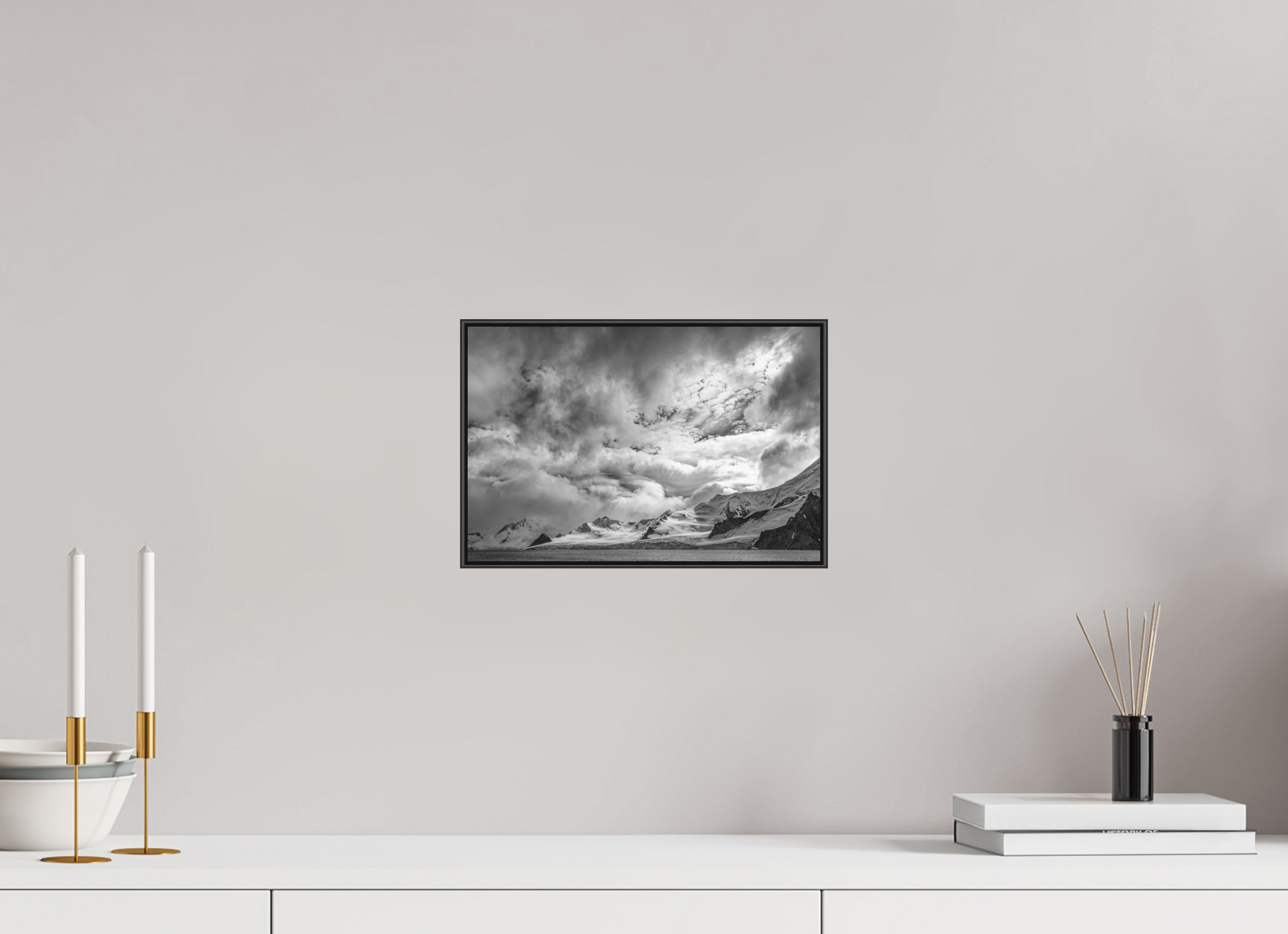 12 x 8″, B&W Print on Metal in 1" Black Art Box Antarctic Summer - Framed Antarctic Landscape Fine Art Photography Print | Richard H Knight