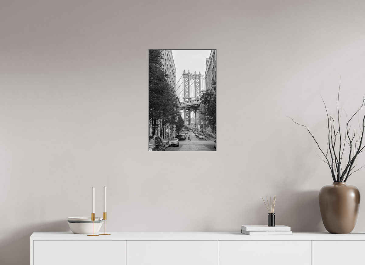 16 x 24″, Giclée Prints on Metal Passing — Framed Manhattan Bridge Black & White Fine Art Photography Print | Richard H Knight