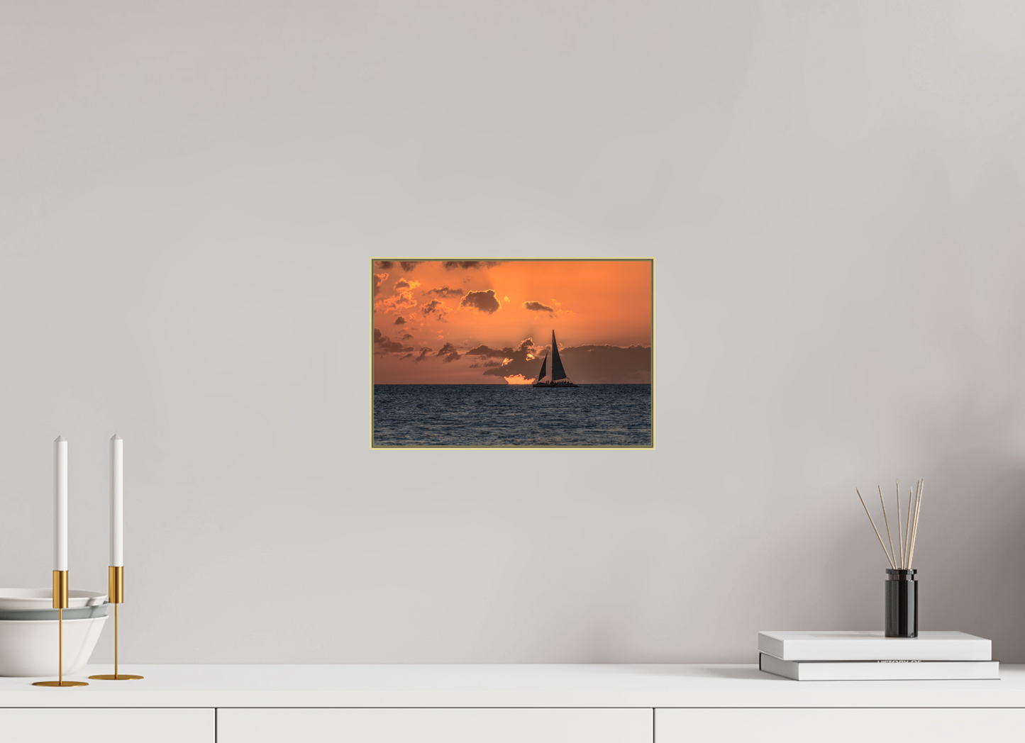 12 x 8″, Au Artbox|Fine Art|Al DiBond Last Light — Framed Sailboat Sunset Fine Art Photography Print | Richard H Knight