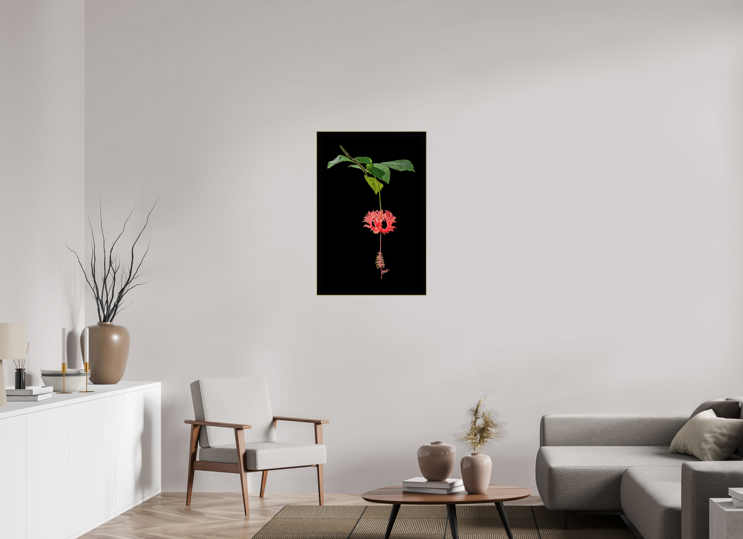 24 x 36″, Framed Giclée Print on Metal Nature’s Ornament — Framed Japanese Lantern Hibiscus Fine Art Photography Print | Richard H Knight