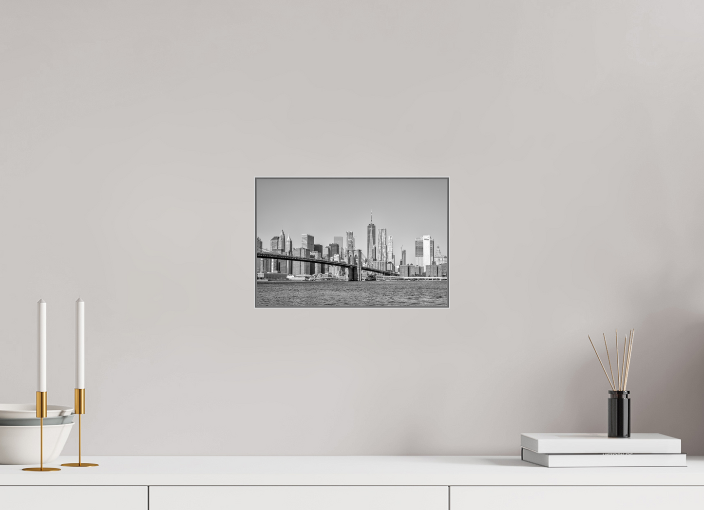 12 x 8″, Artbox|FineArt|ALDibond Brooklyn Bridge-Framed B&W Print by Richard H Knight