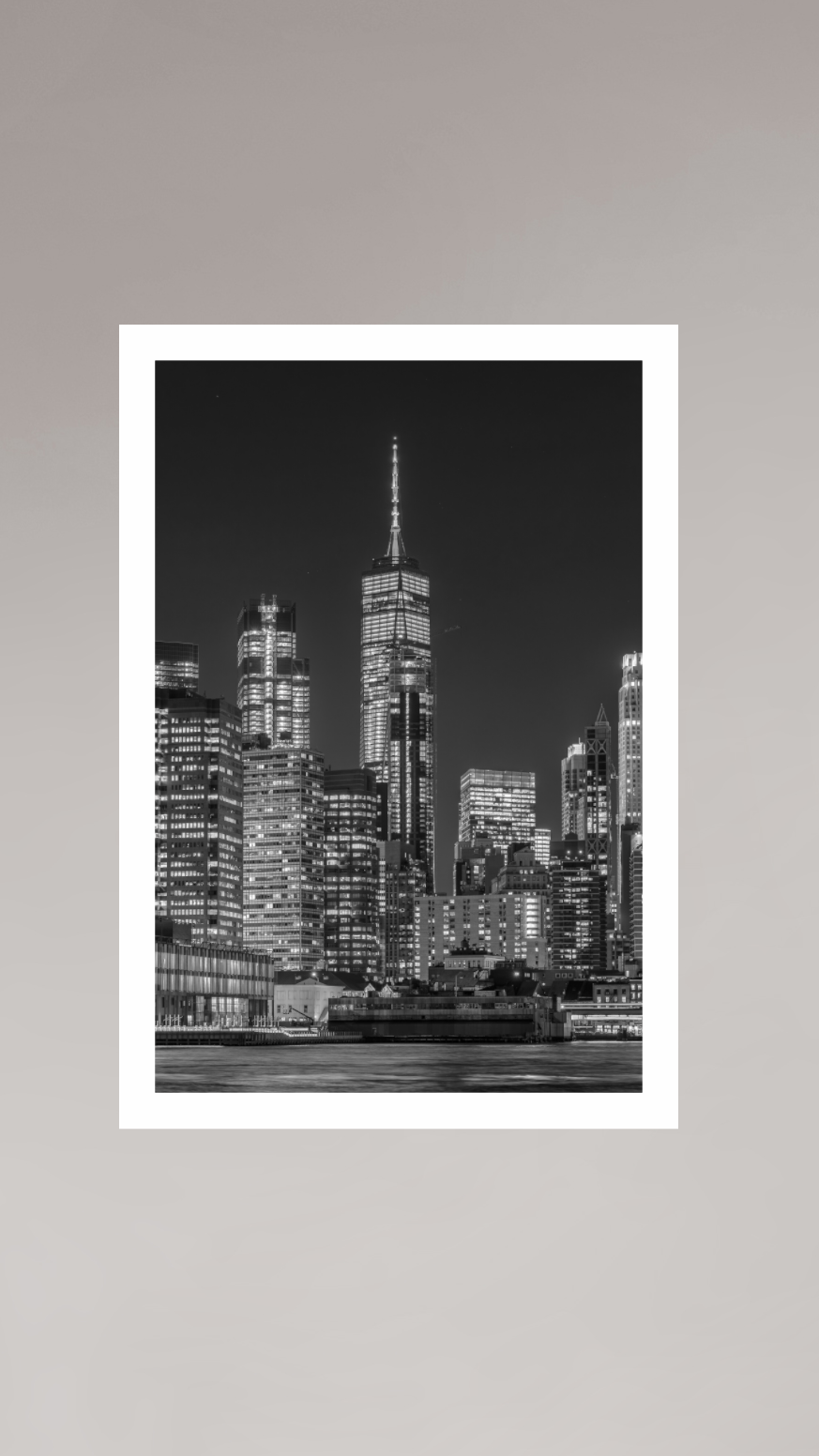 16 x 24″, Ilford Baryta Paper Manhattan at Night — Black & White Cityscape Fine Art Photography Print | Richard H Knight
