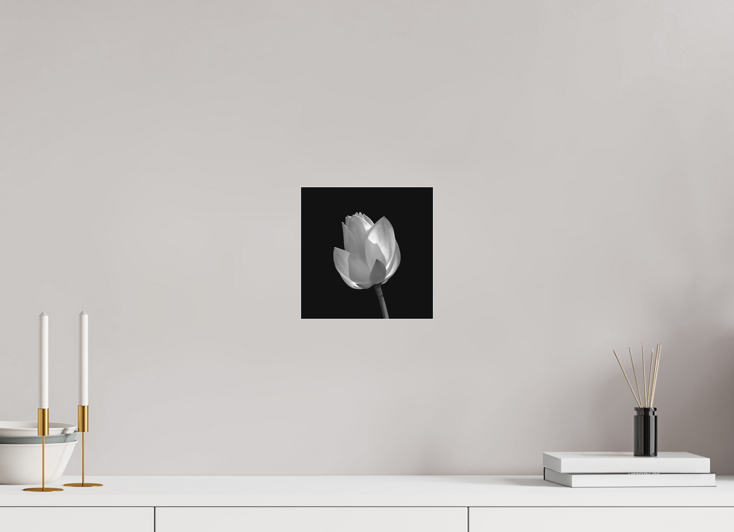 Grayscale Lily #2-Framed B&W Print Under Acrylic by Richard H Knight