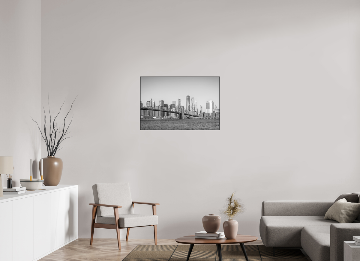 36 x 24″, Giclée Prints on Metal Threads — Framed Brooklyn Bridge Black & White Fine Art Photography Print | Richard H Knight