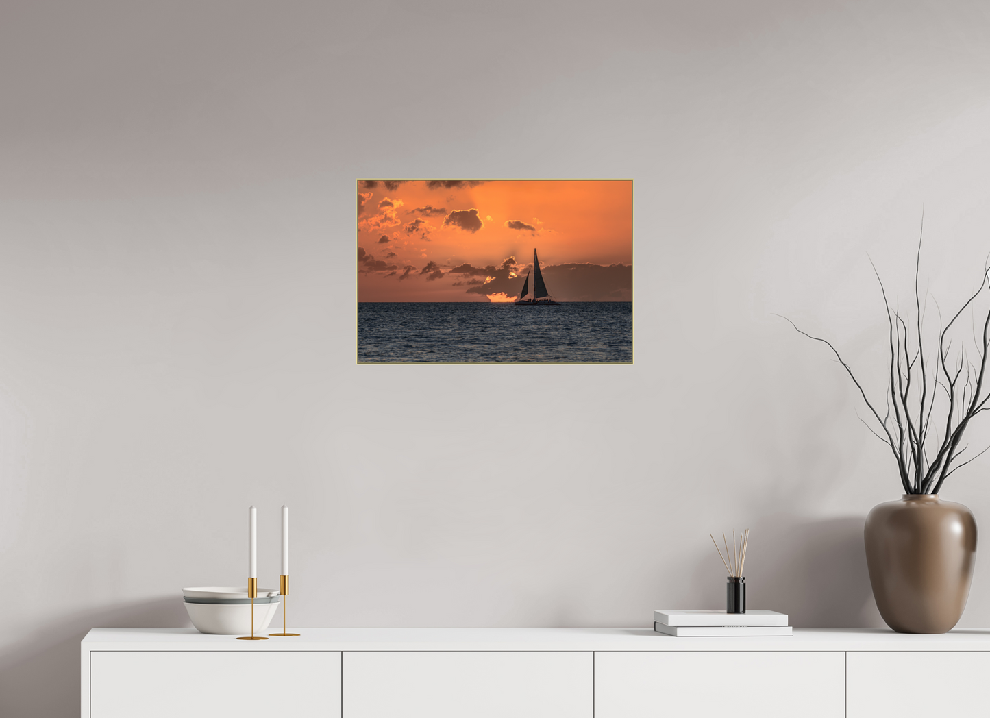 24 x 16″, Au Artbox|Fine Art|Al DiBond Last Light — Framed Sailboat Sunset Fine Art Photography Print | Richard H Knight