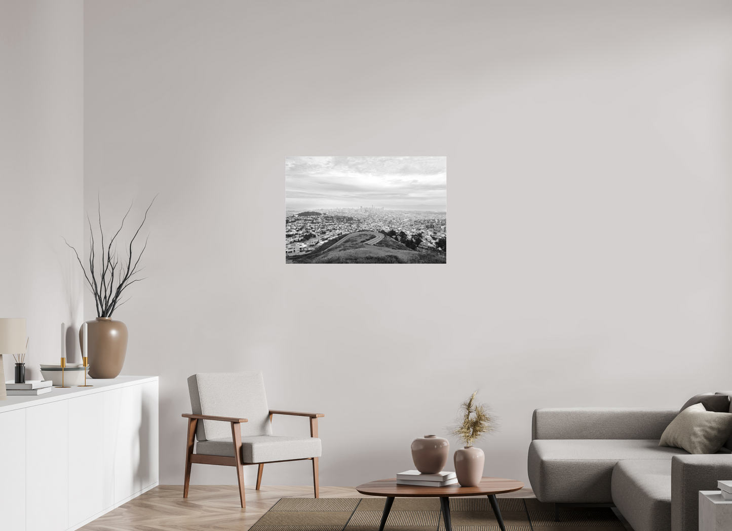 36 x 24″, Ag Slimline|B&W|Matte Acrylic Downtown San Francisco-Framed B&W print by Richard H Knight