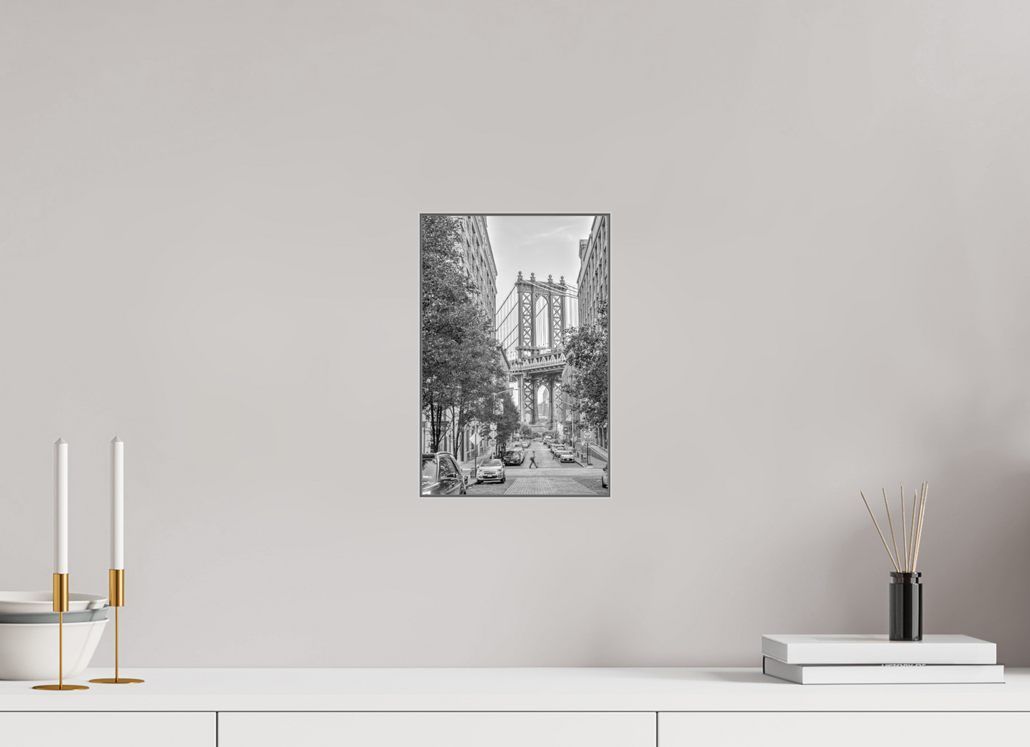 8 x 12″, Artbox|FineArt|ALDibond Manhattan Bridge-Framed B&W Print by Richard H Knight