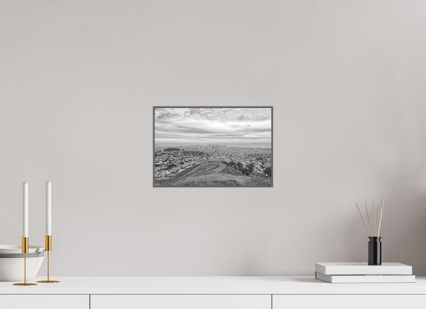 12 x 8″, Prints under Acrylic on Metal Drift — Framed San Francisco Skyline Fine Art Photography Print | Richard H Knight