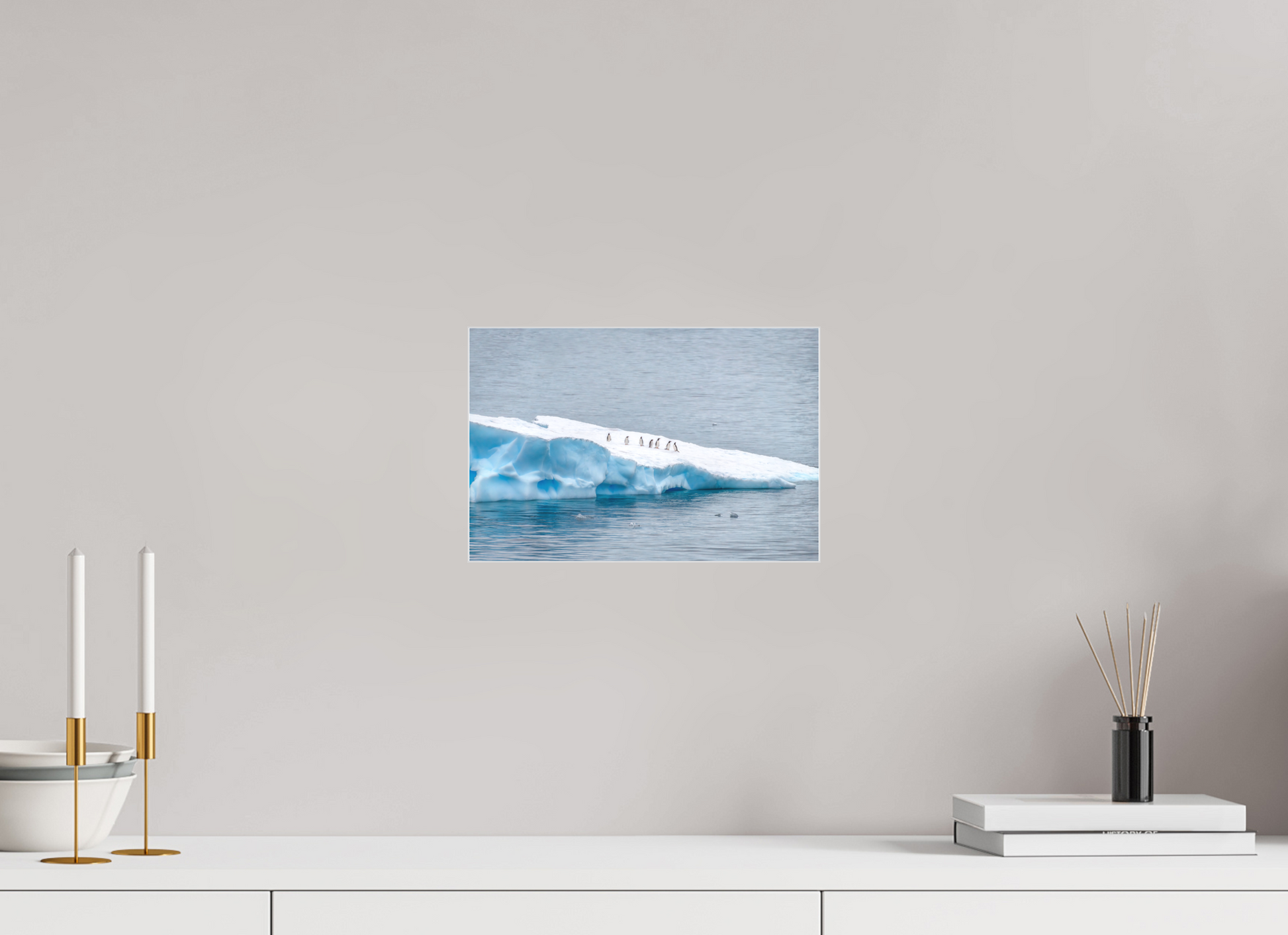 12 x 8″, Framed Print under Matte Acrylic Passengers — Framed Antarctic Penguin Fine Art Photography Print | Richard H Knight
