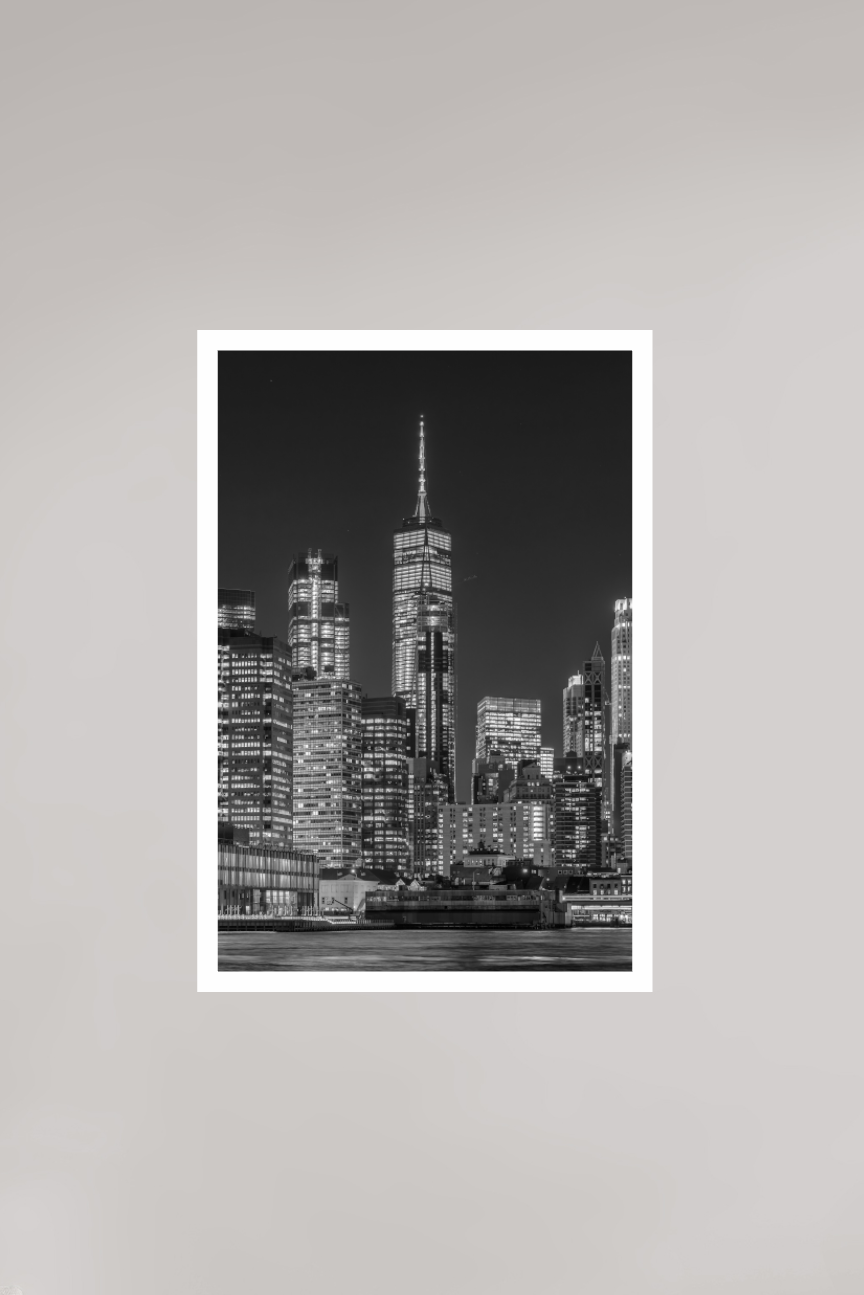 Manhattan at Night, 24×36″ — B&W Photo Print on Ilford Baryta Paper | Richard H Knight