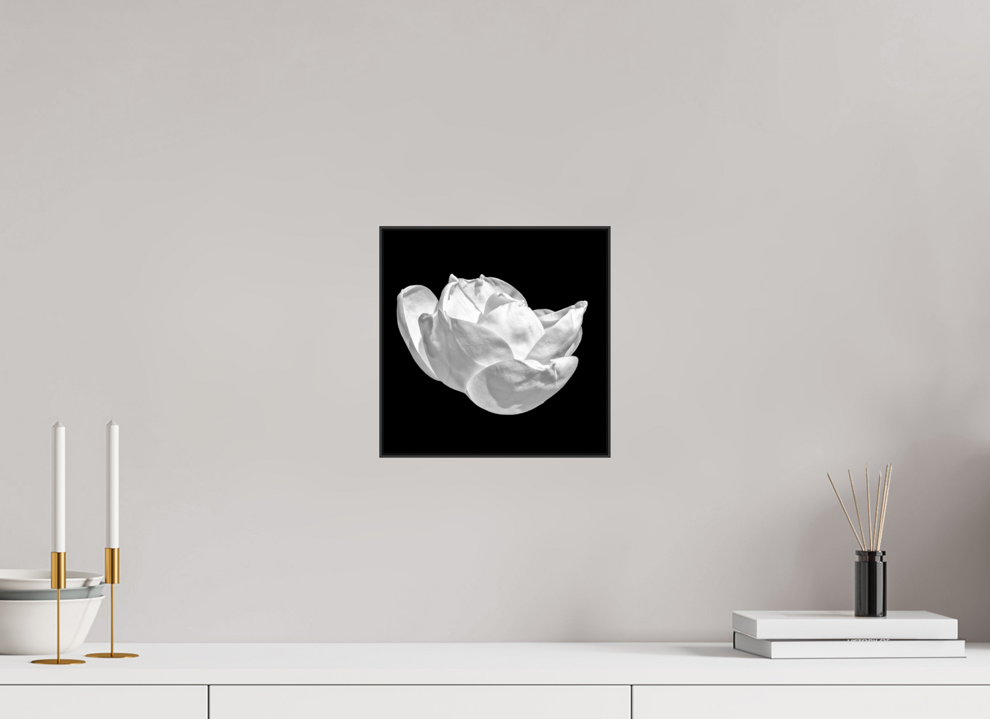 10 x 10″, Blk Art Box|Fine Art|AlDibond Natural Curves — Framed Black & White Magnolia Fine Art Photography Print | Richard H Knight