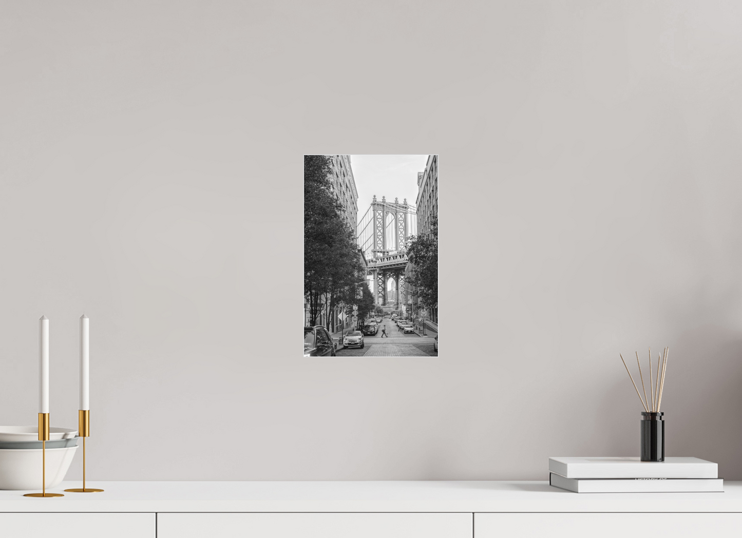 8 x 12″, Prints under Acrylic on Metal Passing — Framed Manhattan Bridge Black & White Fine Art Photography Print | Richard H Knight