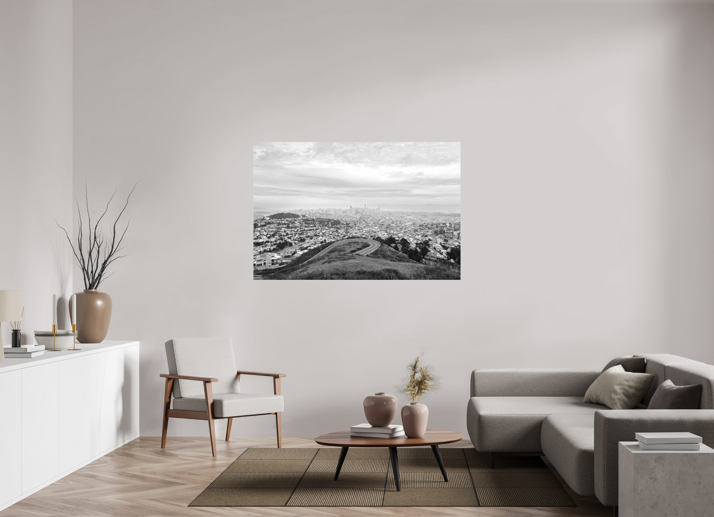 60 x 40″, Ag Slimline|B&W|Matte Acrylic Downtown San Francisco-Framed B&W print by Richard H Knight