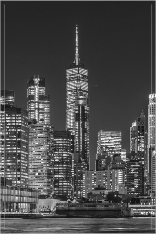 Main image Manhattan at Night-Framed B&W Print by Richard H Knight