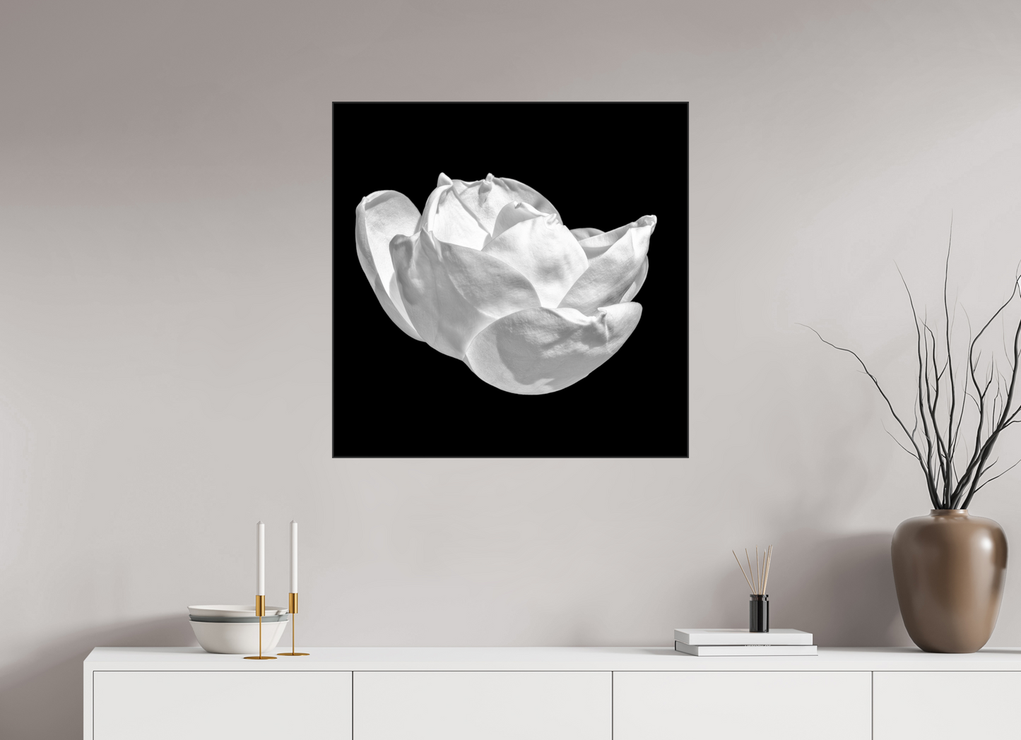 30 x 30″, Blk Art Box|Fine Art|AlDibond Natural Curves — Framed Black & White Magnolia Fine Art Photography Print | Richard H Knight