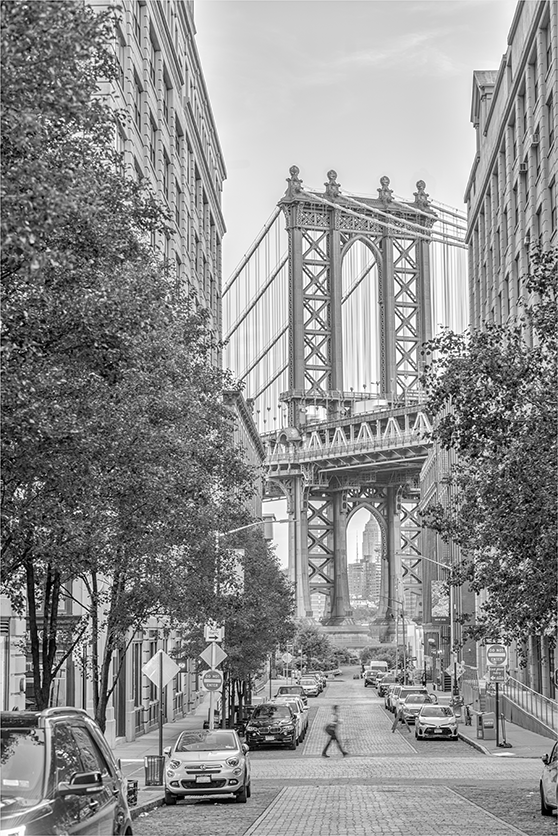 Manhattan Bridge-Framed B&W Print by Richard H Knight