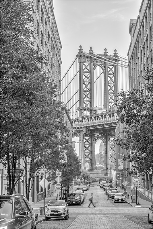 Manhattan Bridge-Framed B&W Print by Richard H Knight