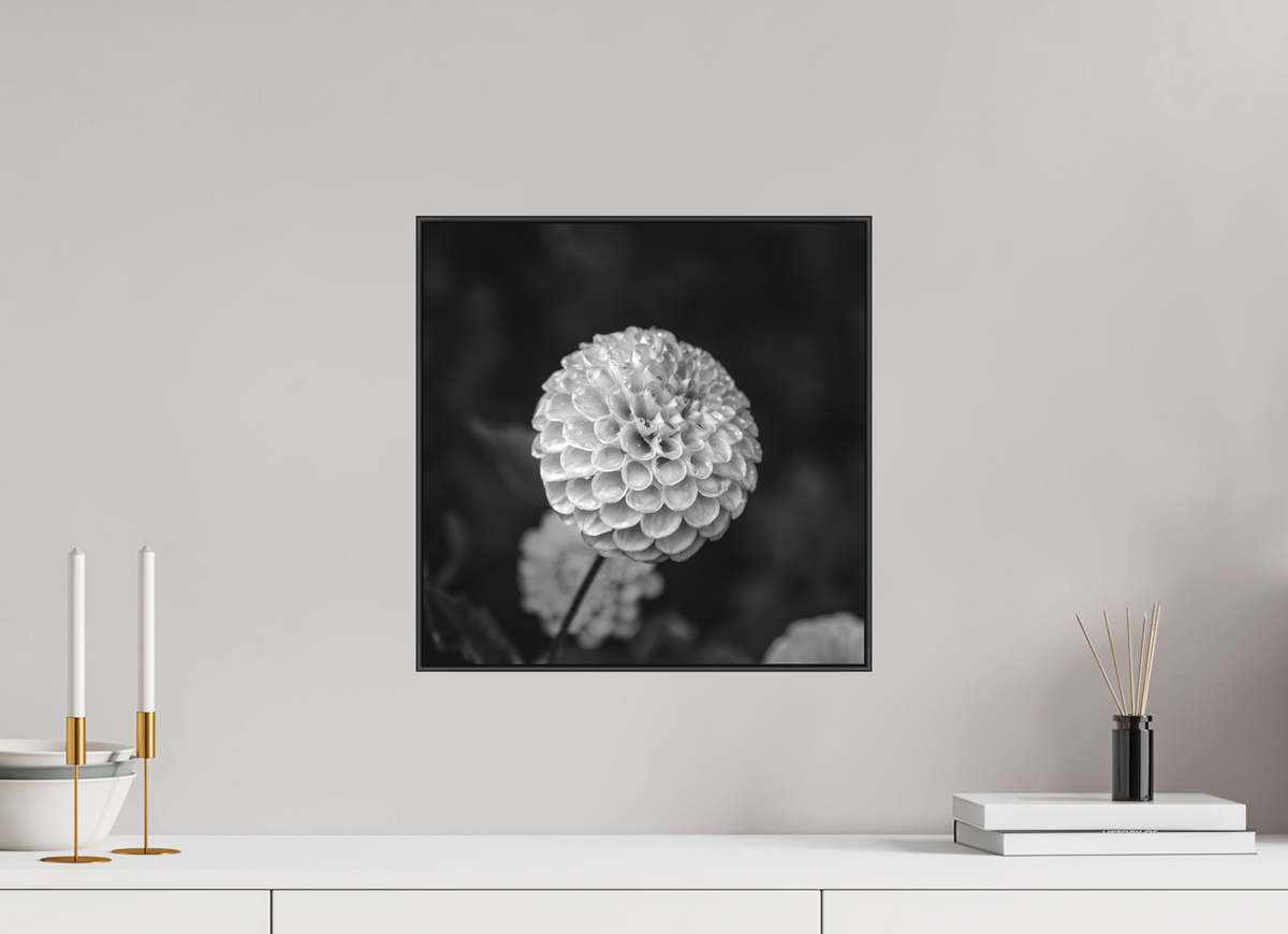 Echoes of Rain, 15×15″ — B&W Laminated Print on Metal in a black Art Box Frame | Richard H Knight
