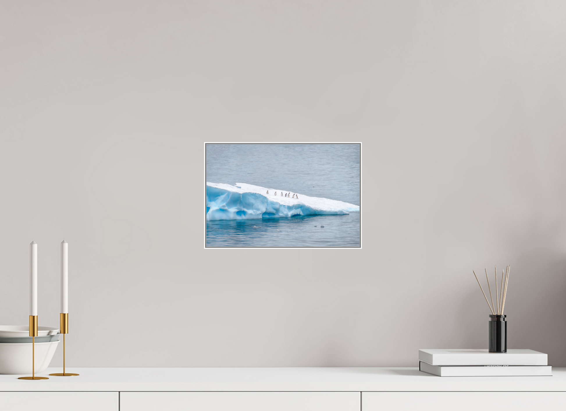 12 x 8″, Wht Art Box|Fine Art|AlDibond Passengers — Framed Antarctic Penguin Fine Art Photography Print | Richard H Knight