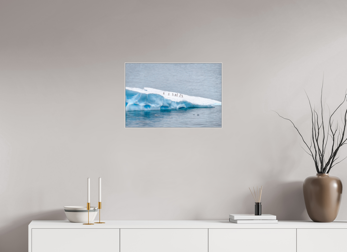 24 x 16″, Wht Art Box|Fine Art|AlDibond Passengers — Framed Antarctic Penguin Fine Art Photography Print | Richard H Knight