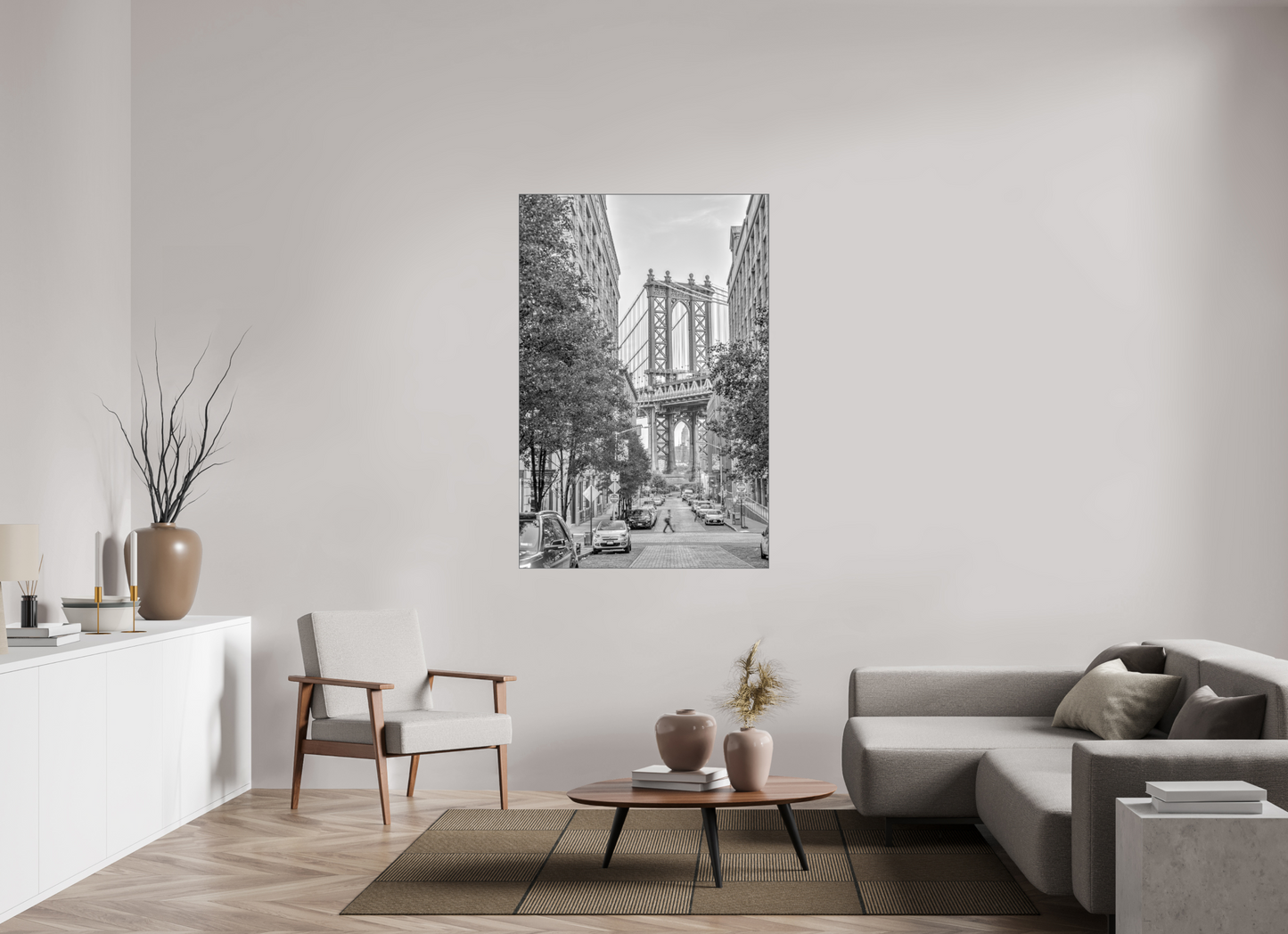 40 x 60″, Artbox|FineArt|ALDibond Manhattan Bridge-Framed B&W Print by Richard H Knight