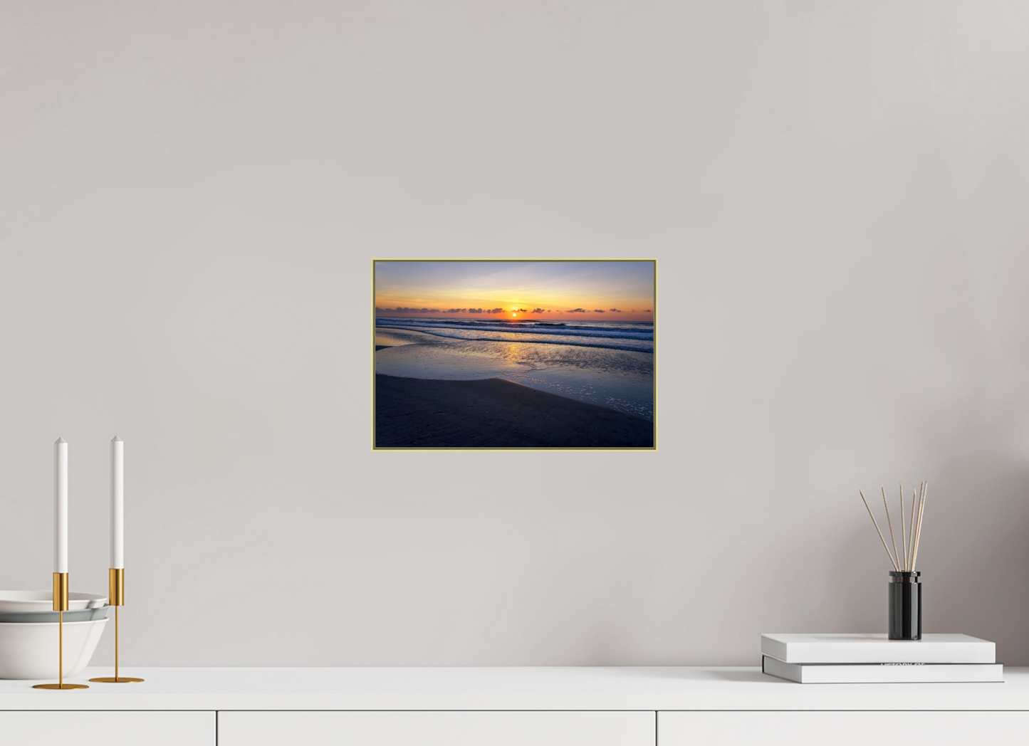 12 x 8″, Framed Giclée Print on Metal Dawn Patrol — Framed Ocean Sunrise Fine Art Photography Print | Richard H Knight