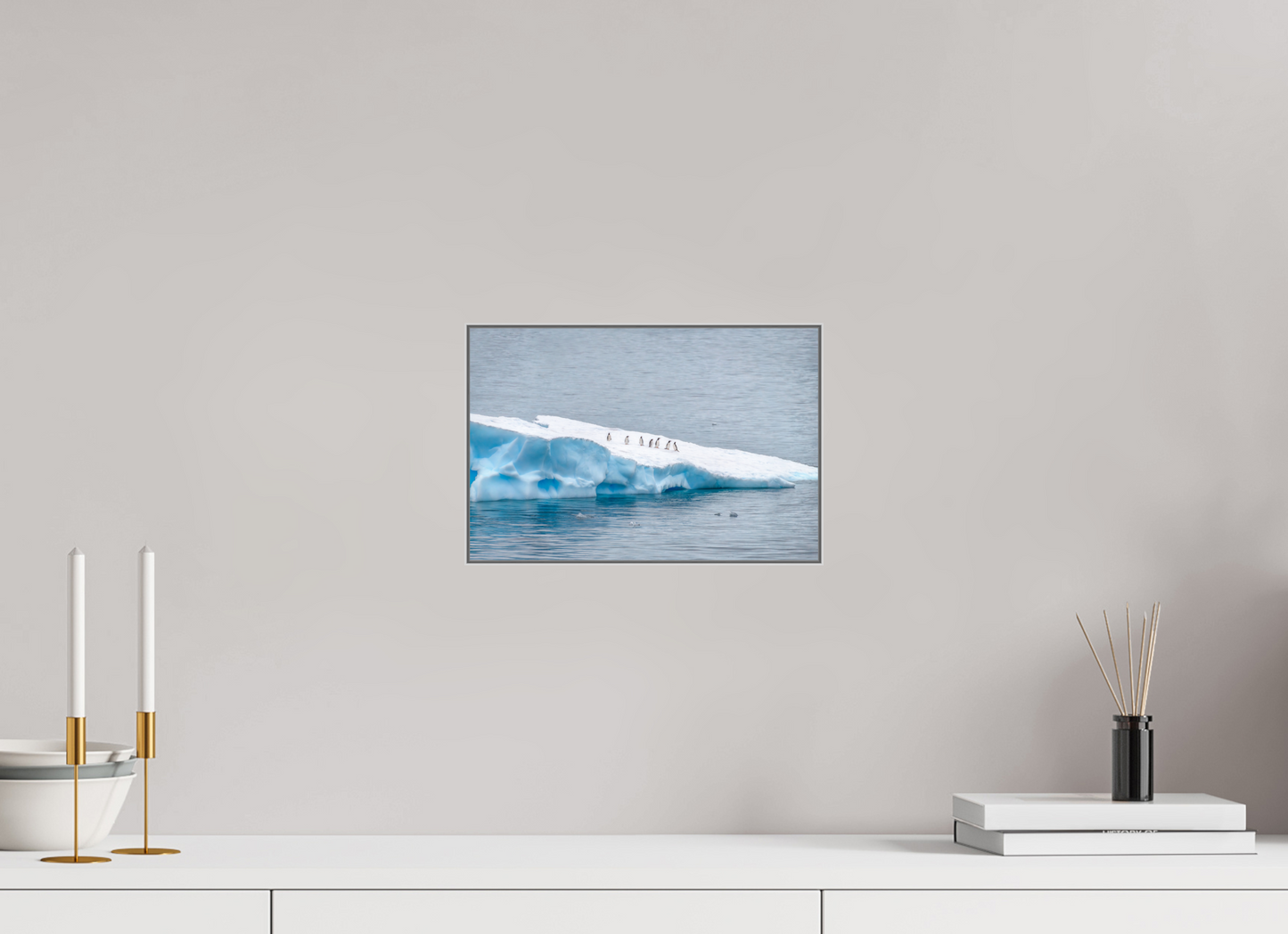 12 x 8″, Framed Giclée Print on Metal Passengers — Framed Antarctic Penguin Fine Art Photography Print | Richard H Knight