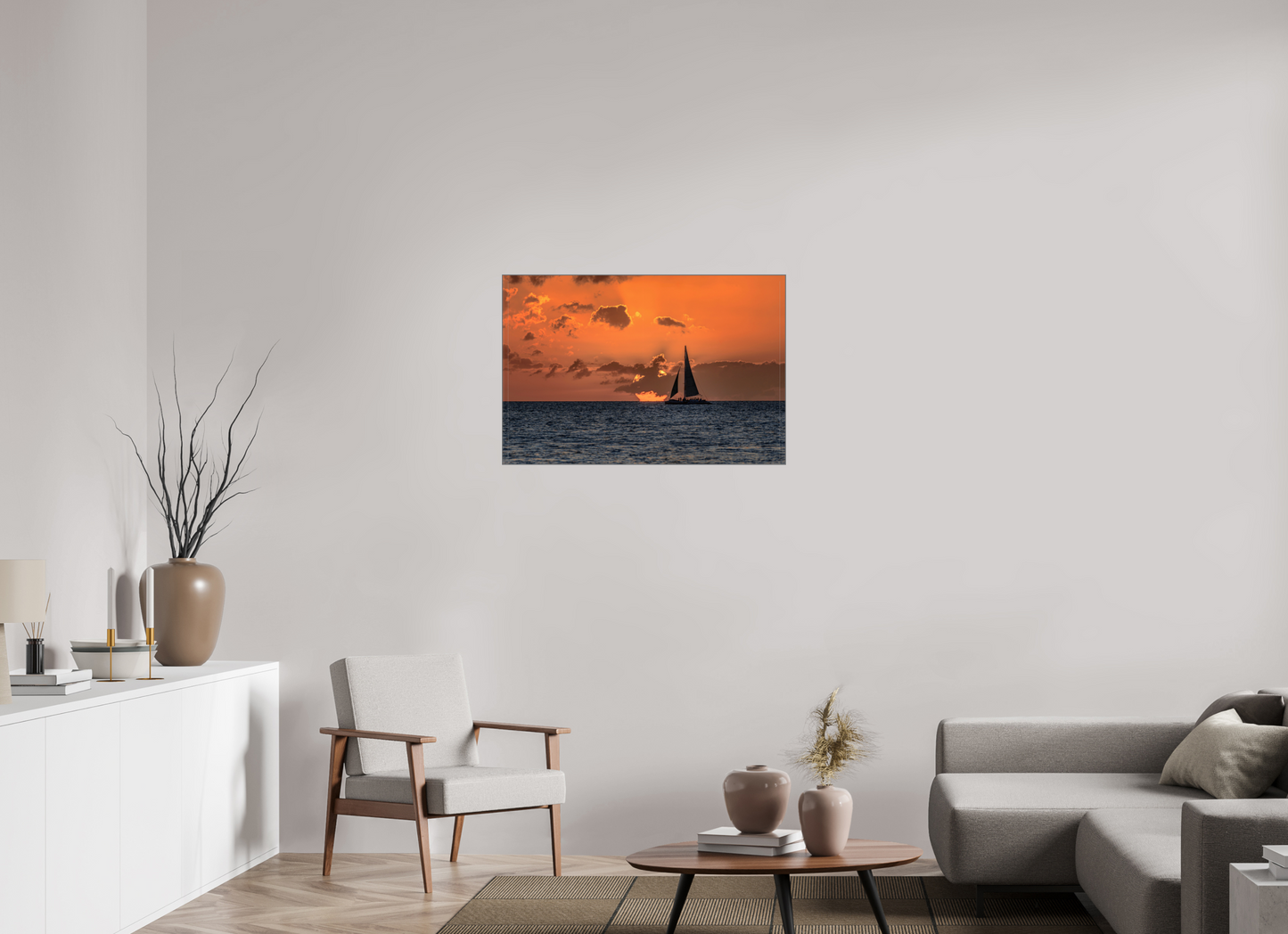 Sunset Sail-Framed Fine Art Print on Metal by Richard H Knight