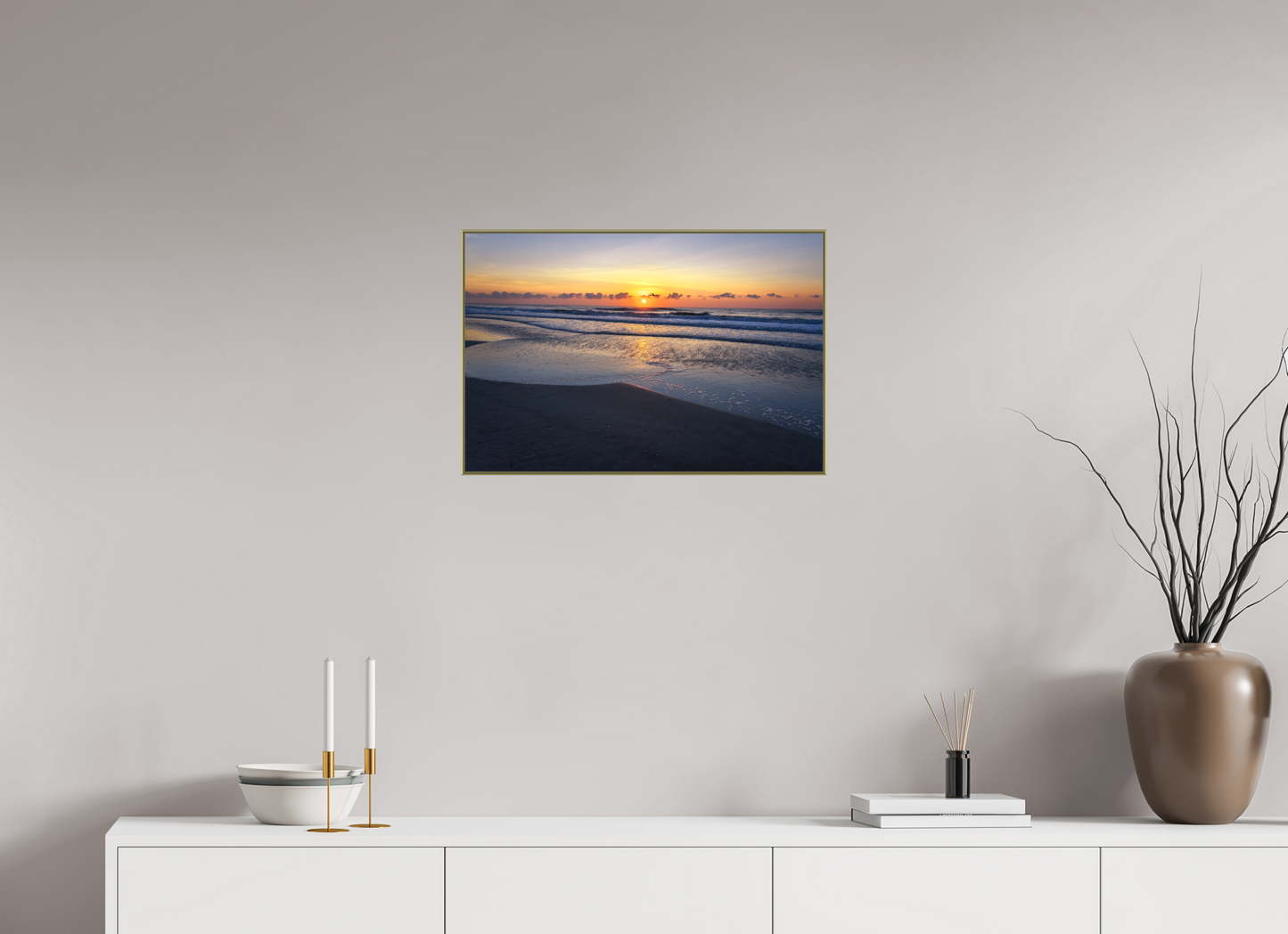 24 x 16″, Au Art Box|Color|Matte Acrylic Dawn Patrol — Framed Ocean Sunrise Fine Art Photography Print | Richard H Knight
