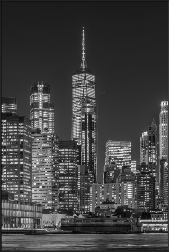 Main image Manhattan at Night — Framed Black & White Cityscape Fine Art Photography Print | Richard H Knight