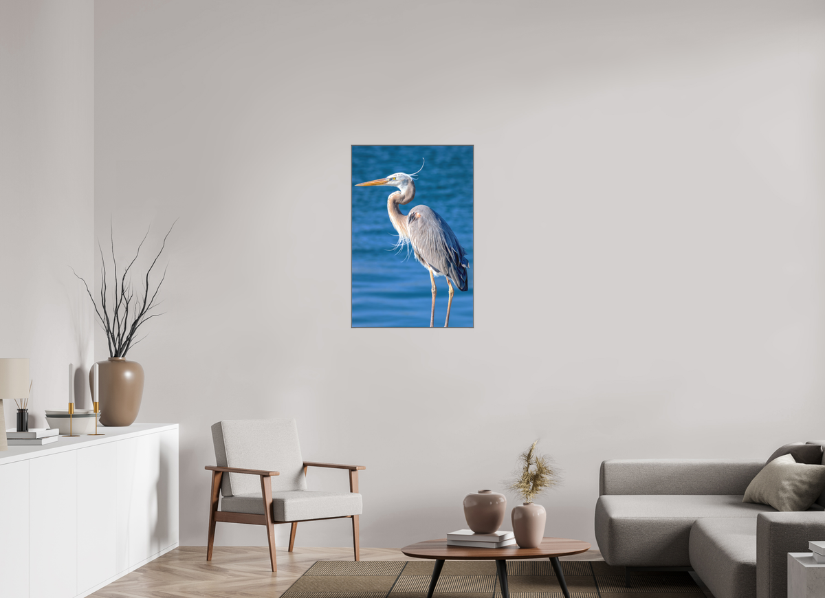 24 x 36″, Ag Art Box|Color|Matte Acrylic Patience — Framed Great Blue Heron Fine Art Photography Print | Richard H Knight